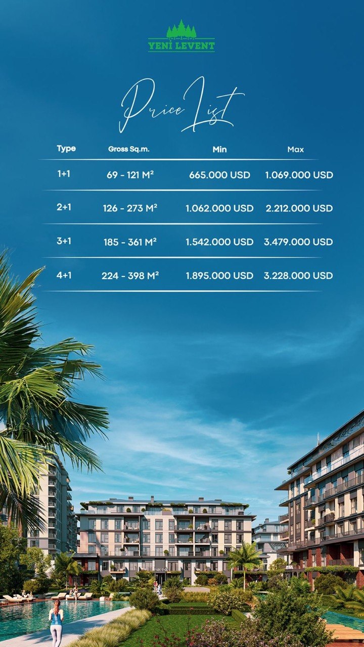 Yeni Levent residence price list